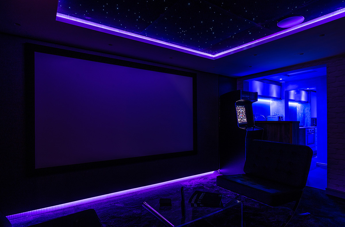 Colour changing LED strip light as seen in our home cinema lighting demo.